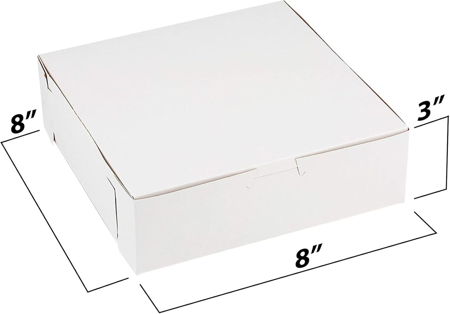 MT Products White Cake Boxes 8" x 8" x 3" - Bakery Box No-Window (Pack of 15) - Made in the USA