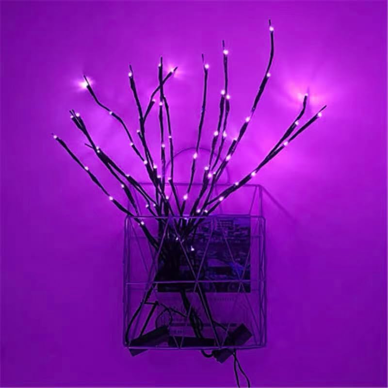 MENCH Branch Lights,3 Pcs Twig Light USB&Battery Powered 8 Flashing Modes by Remote Control.Branch Lights for Indoor, Light Up Decorations for Halloween Day and Christmas,Purple