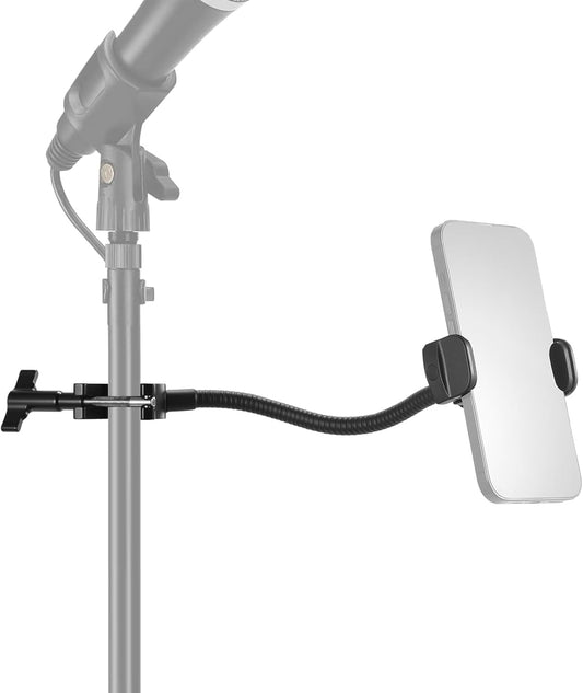 NEEWER BASICS Mic Stand Phone Holder with Flexible Arm, 360° Ball Head Boom Arm Microphone Floor Music Stand Cell Phone Mount Compatible with iPhone Android Samsung Video Recording, MS009