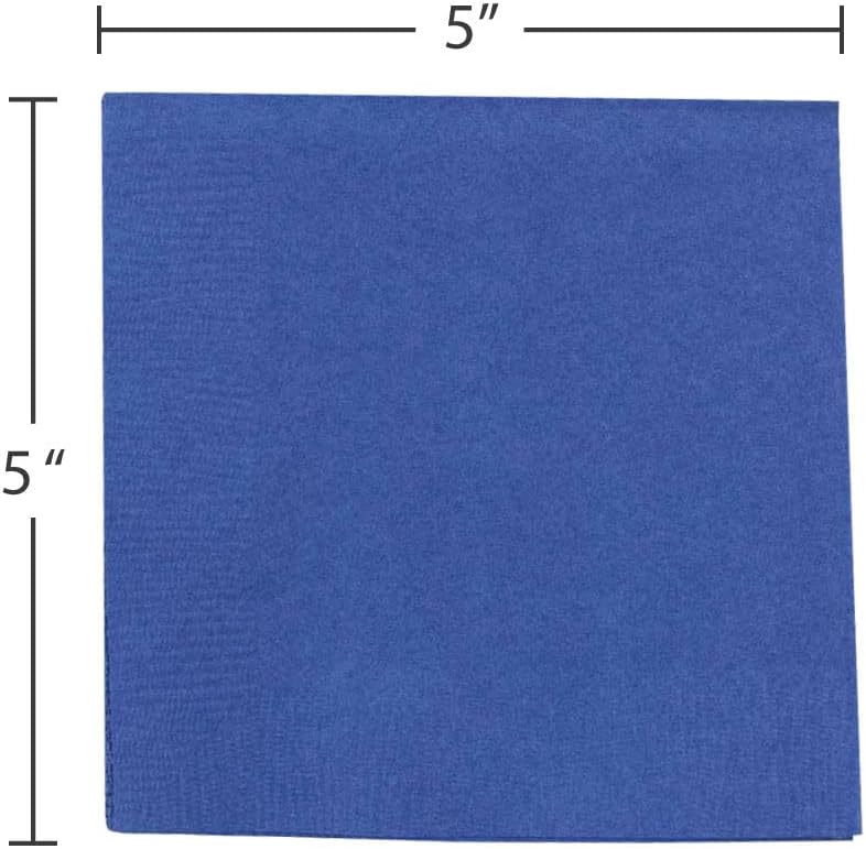 JAM PAPER Small Beverage Napkins - 5 x 5 - Blue - 50/Pack