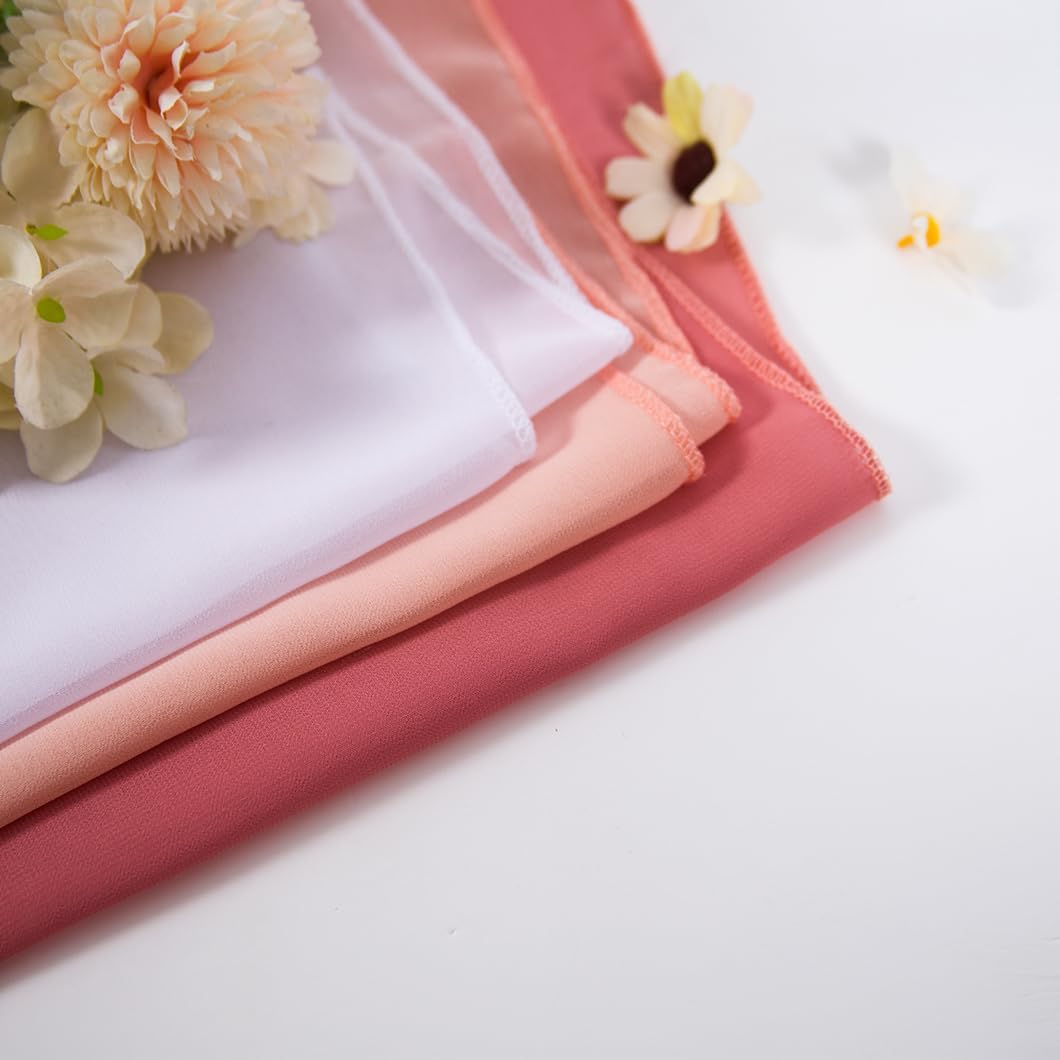 3 Panels Dusty Rose Arch Drapery 20Ft Chiffon Drapes Sheer Hanging for Wedding Background Stage Bridal Shower Decoration (White+Peach+Dusty Rose)