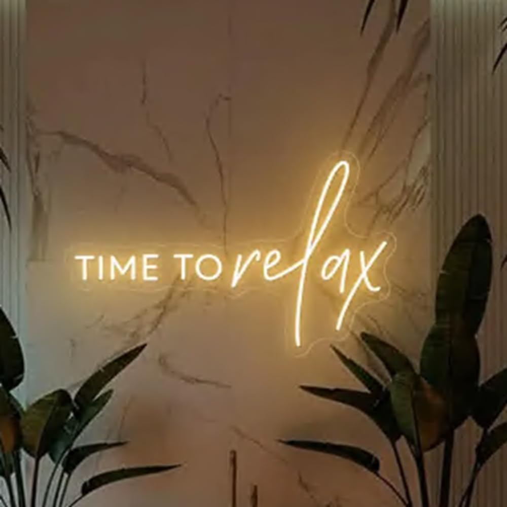 Time To Relax Neon Sign, Custom Bathroom Decor LED Neon Light Bedroom Beauty Salon Spa Shop Manicure Bar Home Wall Decor Foot Care Wall Art USB Size:17X10inches