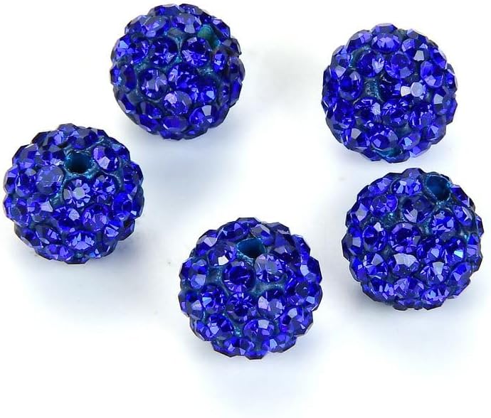 100pcs Adabele Grade A Suncatcher Crystal Rhinestone Pave Loose Beads 8mm Sapphire Blue Polymer Clay Disco Ball Spacers Compatible with Shamballa All Craft Jewelry Making DB8-13
