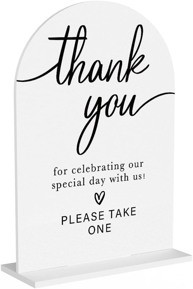 Acrylic Wedding Sign Thank You Sign for Wedding Wedding Signs for Ceremony Modern Calligraphy Arch Acrylic Table Top Sign for Wedding Reception and Event Party Table(white）