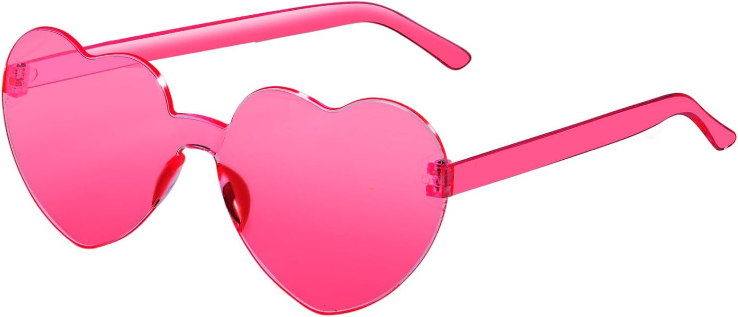 12 Pairs Heart Shaped Sunglasses for Women Colorful Glasses Fun Trendy Transparent Heart Sunglasses Party Favor (1 Pair-Rose)