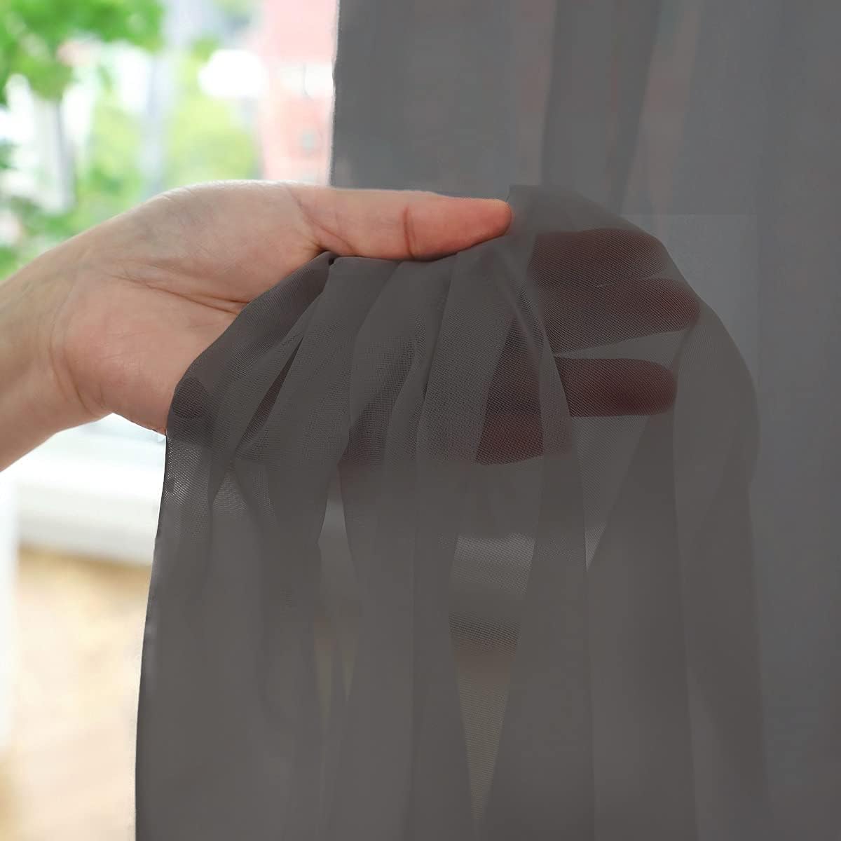 Window Dark Grey Sheer Curtains 60 Inches Width 130 Inches Long 2 Panels Sheer Curtain Clear Curtains Basic Rod Pocket Panel for Home Living Room Bedroom Kids Room Yard Patio Parlor Sliding