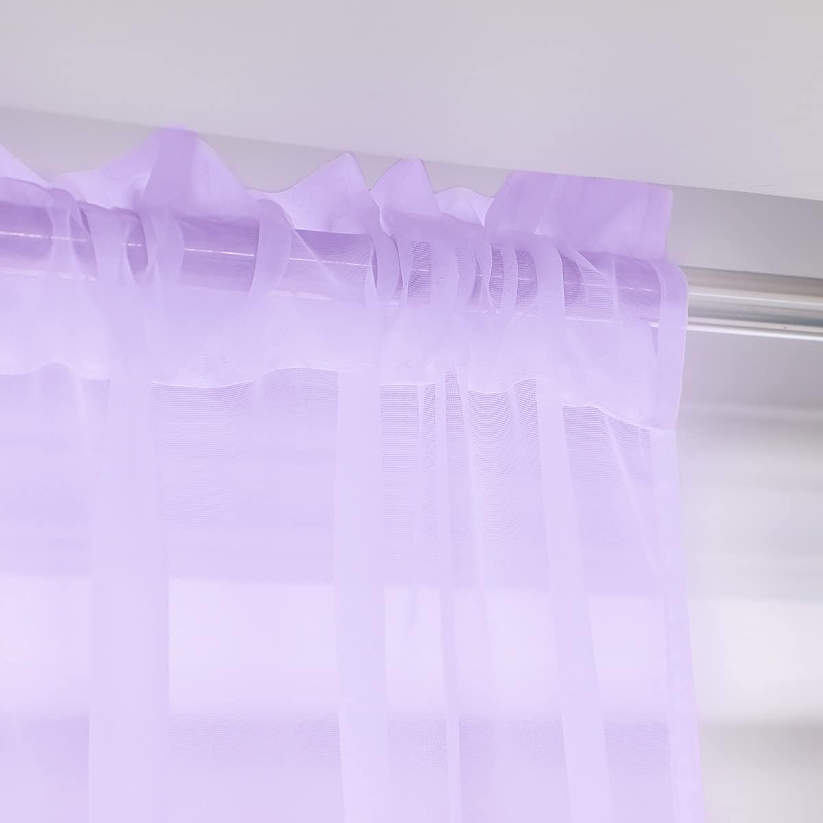 Window Purple Sheer Curtains 48 Inches Width 72 Inches Long 2 Panels Sheer Curtain Clear Curtains Basic Rod Pocket Panel for Home Living Room Bedroom Kids Room Yard Patio Parlor Sliding