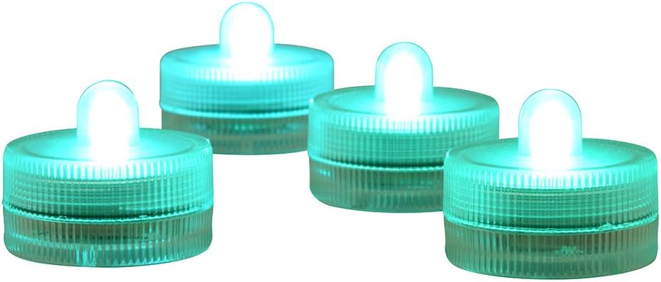 Halloween Lights Submersible LED Lights cr2032 Battery Powered Underwater Waterproof LED Tea Light for Events Wedding Centerpieces Vase Floral Xmas Holidays Home Decor Lighting(Pack of 12) (Teal)