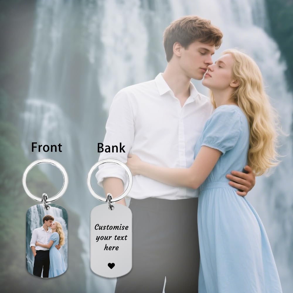 Personalised Keyring with Custom Photo & Text - Gift for Mum, Dad, Him, Her, Grandparents, Family