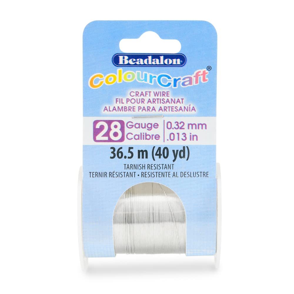 Beadalon ColourCraft Wire, 28 Gauge, Silver Color, 40 yd Spool