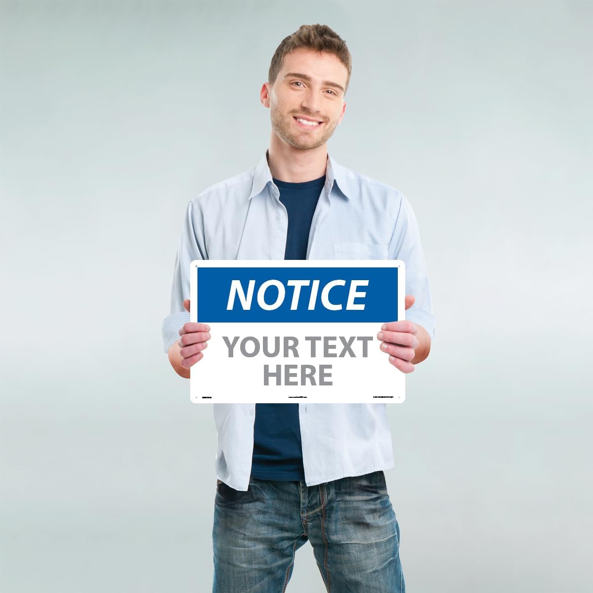 Custom OSHA Style Notice Sign 12" x 18" Aluminum Sign, Customizable "Your Text Here", by AccuformNMC Made in USA