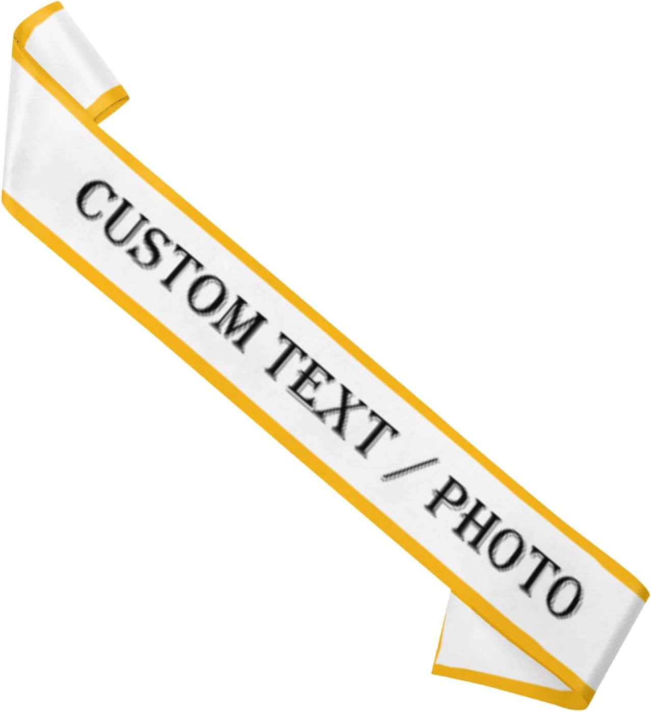 Custom Sash,Personalized Birthday Sash with Text Photo,Customized Bachelorette Sash Quote Sash Bride to Be Sash Color Optional (With decorative edge, White)