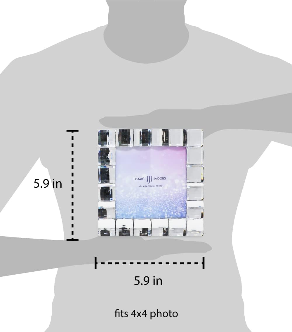 Isaac Jacobs Decorative Sparkling Clear Jewel Picture Frame, Photo Display & Home Décor (4x4, Clear)