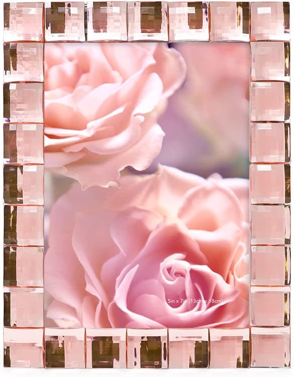 Isaac Jacobs Decorative Sparkling Jewel Picture Frame, Photo Display & Home Décor (5x7, Blush)
