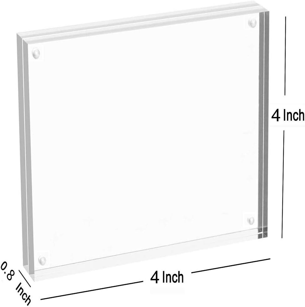Magicool Premium Acrylic Photo Frame- Magnet Photo Frame -Double Sied Thick Desktop Frames (4x4 5 pack)