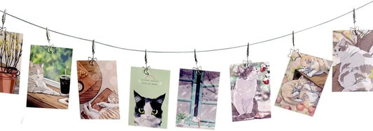 TFu Wall Hanging Photo Display, DIY Picture Photo Frame String with 12 Clips for Hanging Photos Notes and Artworks (Moon & Star)