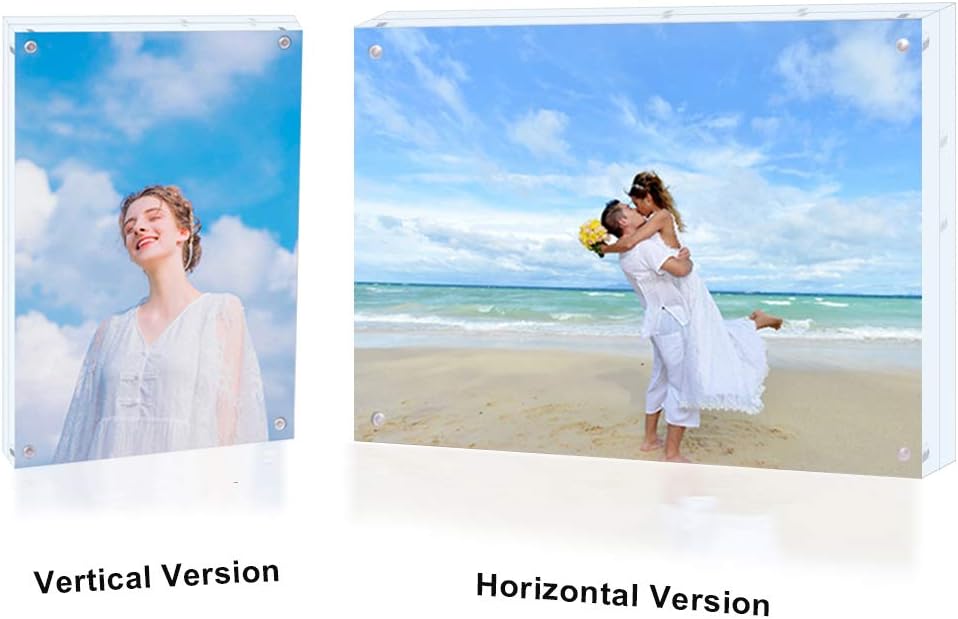 3 Pack 8x10 Acrylic Photo Frame, Clear Double Sided Magnetic Picture Frame 10mm Desktop Display with Stand- Free Soft Microfiber