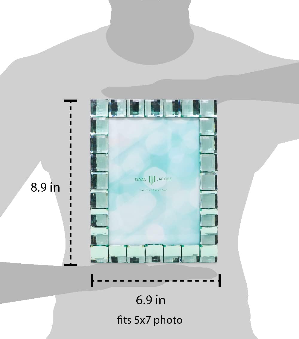 Isaac Jacobs Decorative Sparkling Light Green Jewel Picture Frame, Photo Display & Home Décor (5x7, Light Green)