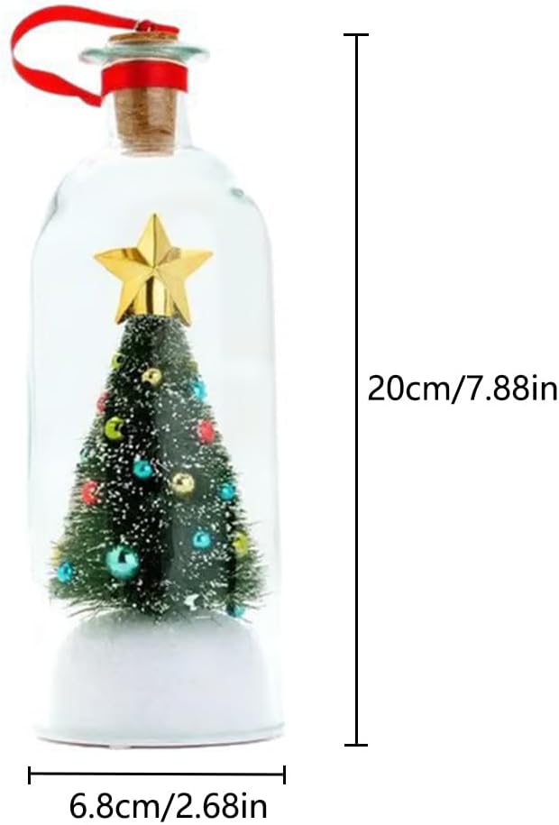 Christmas Tree Message in a Bottle, Recordable Christmas Tree Voice Message Bottle Ornament for Tabletop, Holiday Memories, Snowy Scene in Nostalgic Bottle, Christmas Trees Decoration Gift (2 pcs)