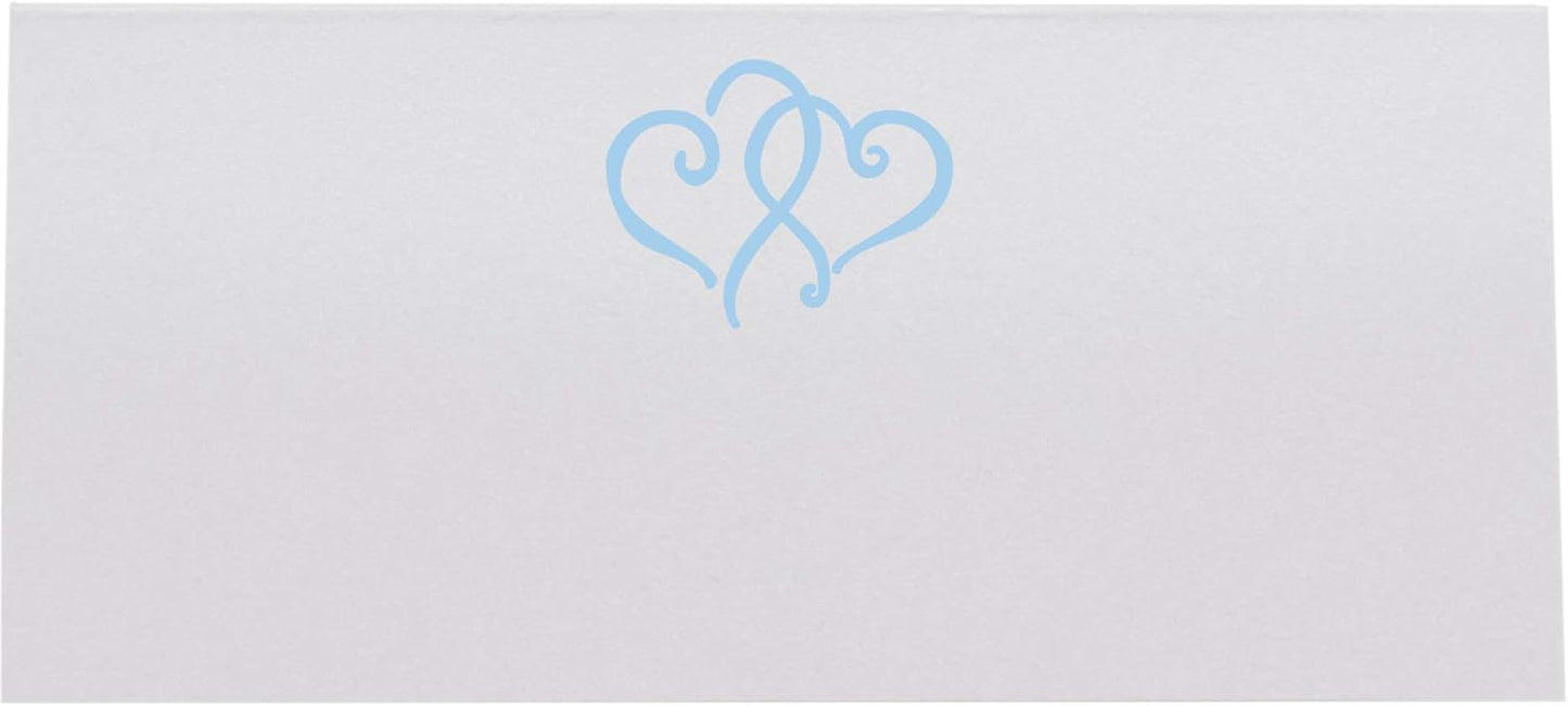 Linked Hearts Place Cards, Light Blue (Choose Color), Set of 60, Pre-cut and Scored - Wedding, Party, Dinner, and Special Events - Made in the USA