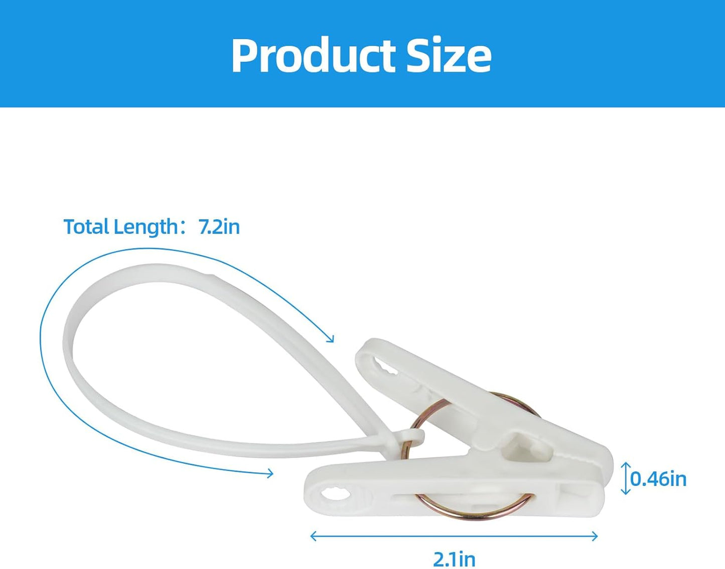 60 Pack Clothes Pins with Plastic Rope,Multi-Purpose Clips for Hanging,Windproof Plastic Clothespins for Hanging Baby Clothes,Socks,Hats, Pants, Bras, Underwears,Towels,Photos,White