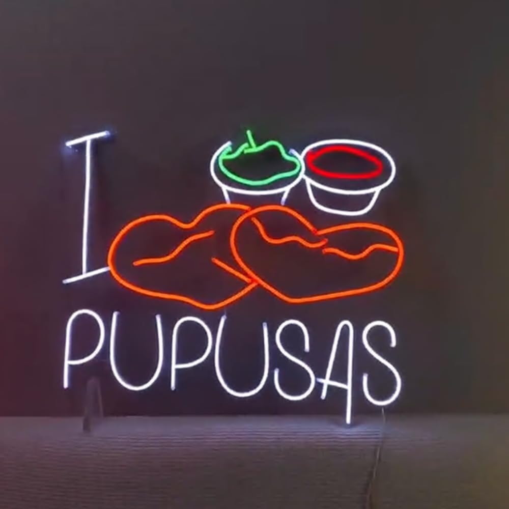 I Love Pupusas Neon Sign, Salvadoran Pupusas Led Sign, Custom Neon Sign, Pupusas Store Wall Decor, Pupusas Lover Gifts, Pupusa Neon Light Size:23inch