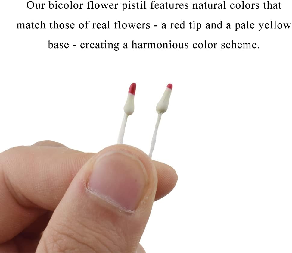 HAHIYO 700Pcs 2mm Light Yellow & Red Pearl Double Head Flower Stamen Pistil for Making, Scrapbook Decoration - Bicolor Handmade Artificial Pearlized Floral Pollen