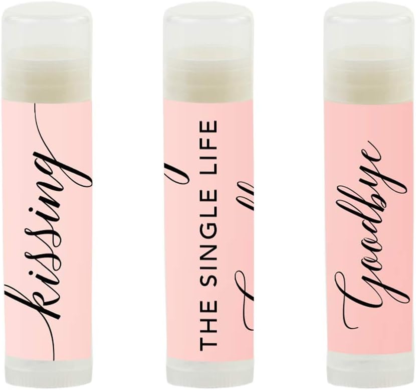 Andaz Press Blush Pink Rose Elegant Bridal Shower Engagement Party, Lip Balm Chapstick Favors, Kissing The Single Life Goodbye, 12-Pack, Bridal Shower Bachelorette Party Favors Bachelorette Chapstick