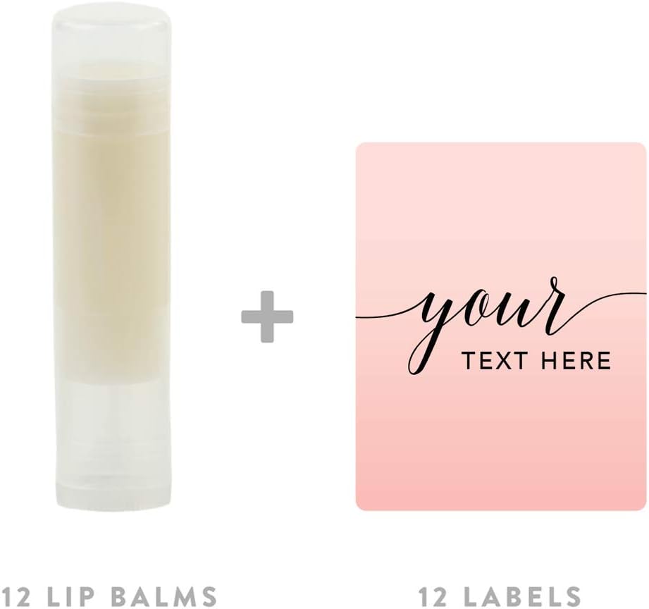 Andaz Press Personalized Blush Pink Rose Elegant Party, Lip Balm, Your Text Here, 12-Pack, Custom Party Favors Personalized Lip Balm Bulk Custom Lip Balm Stickers Labels Bachelorette Chapstick
