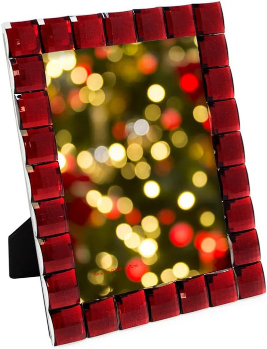 Isaac Jacobs Decorative Sparkling Jewel Picture Frame, Photo Display & Home Décor (5x7, Dark Red)