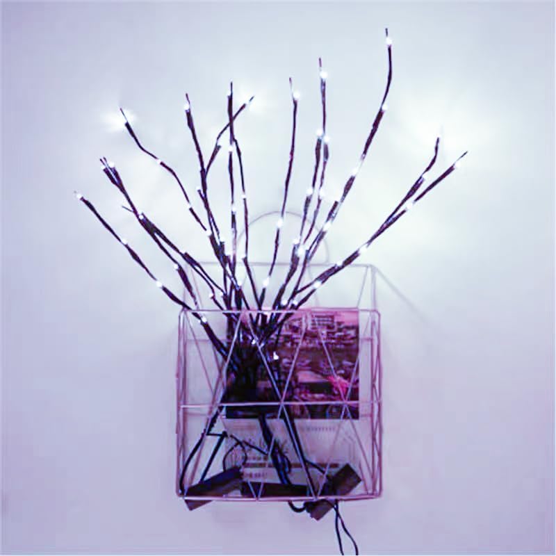 MENCH Branch Lights,6 Pcs Twig Light USB&Battery Powered 8 Flashing Modes by Remote Control.Branch Lights for Indoor, Light Up Decorations for Halloween Day and Christmas,Pure White