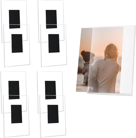 8 Pcs Magnetic Picture Frames for Refrigerator 2.36 x 3.54 Inch, Acrylic Magnetic Picture Frames, Mini Clear Picture Display Frame