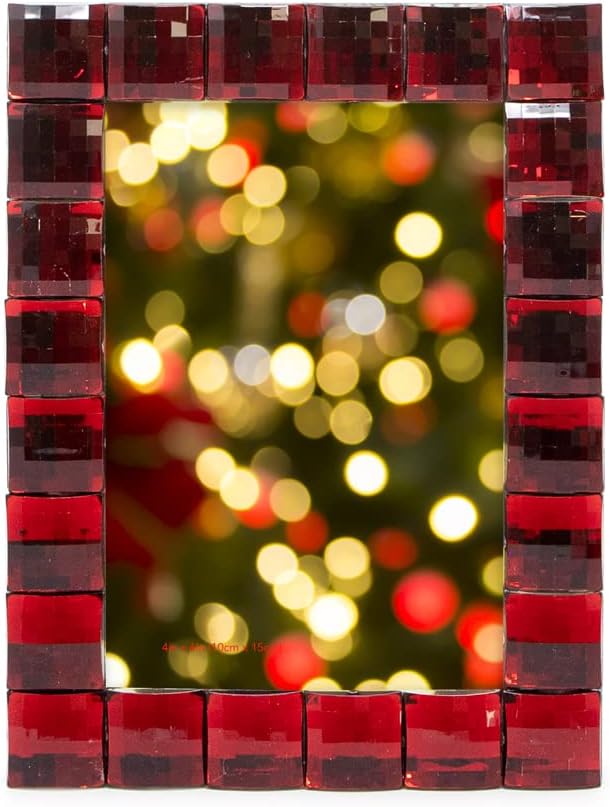 Isaac Jacobs Decorative Sparkling Jewel Picture Frame, Photo Display & Home Décor (4x6, Dark Red)
