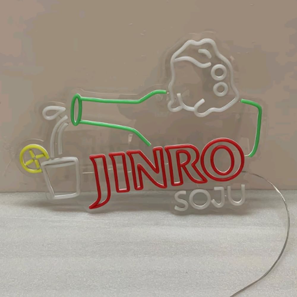 Jinro Soju Neon Light| Soju Neon Sign| Korean Wall Decor| Home Bar Neon Sign Size:H13 xW20inches
