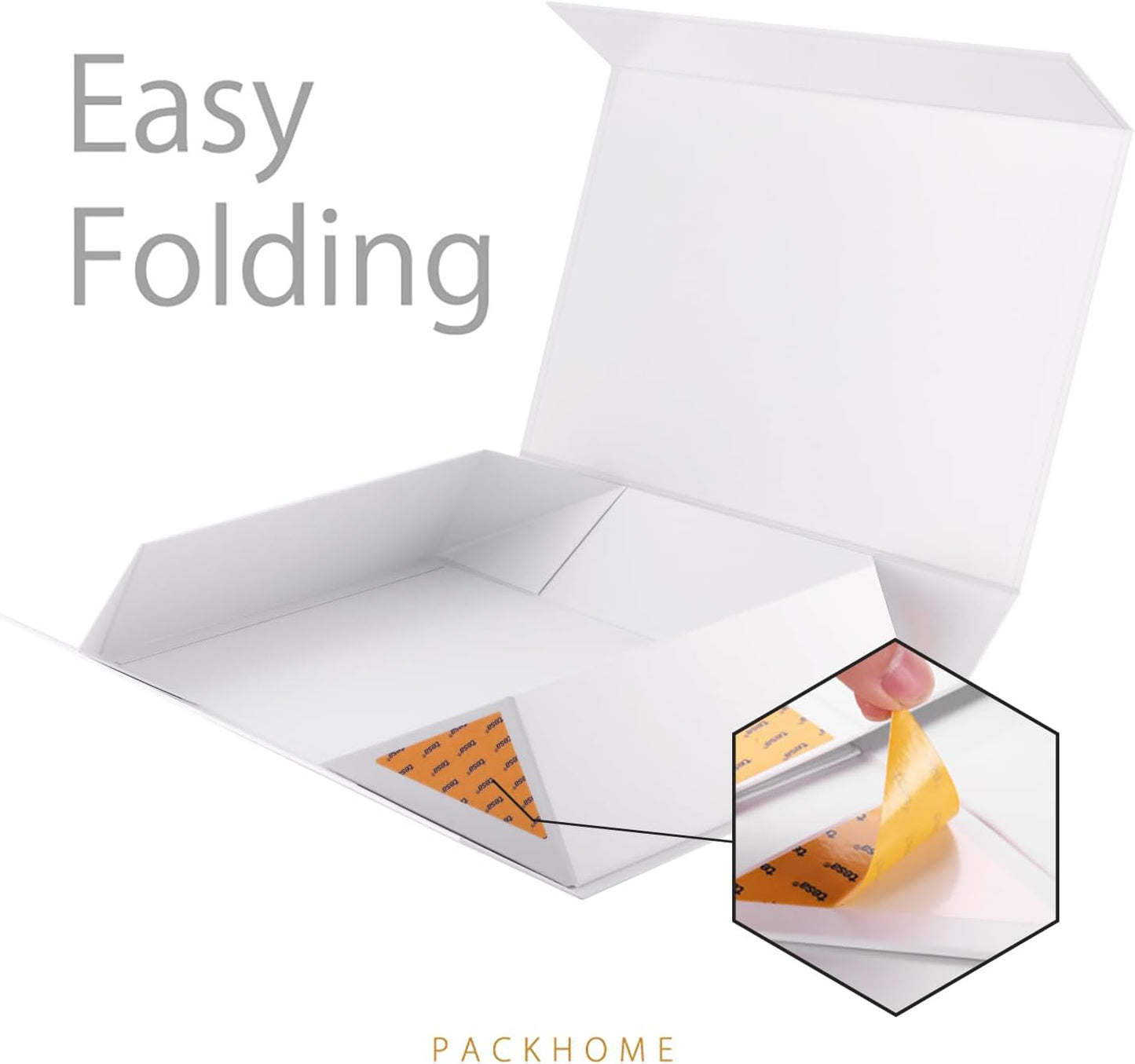 PACKHOME Extra Large Gift Box 17.5x11.3x4.3 Inches, Sturdy Shirt Box with Magnetic Lid for Clothes and Large Gifts (Glossy White)