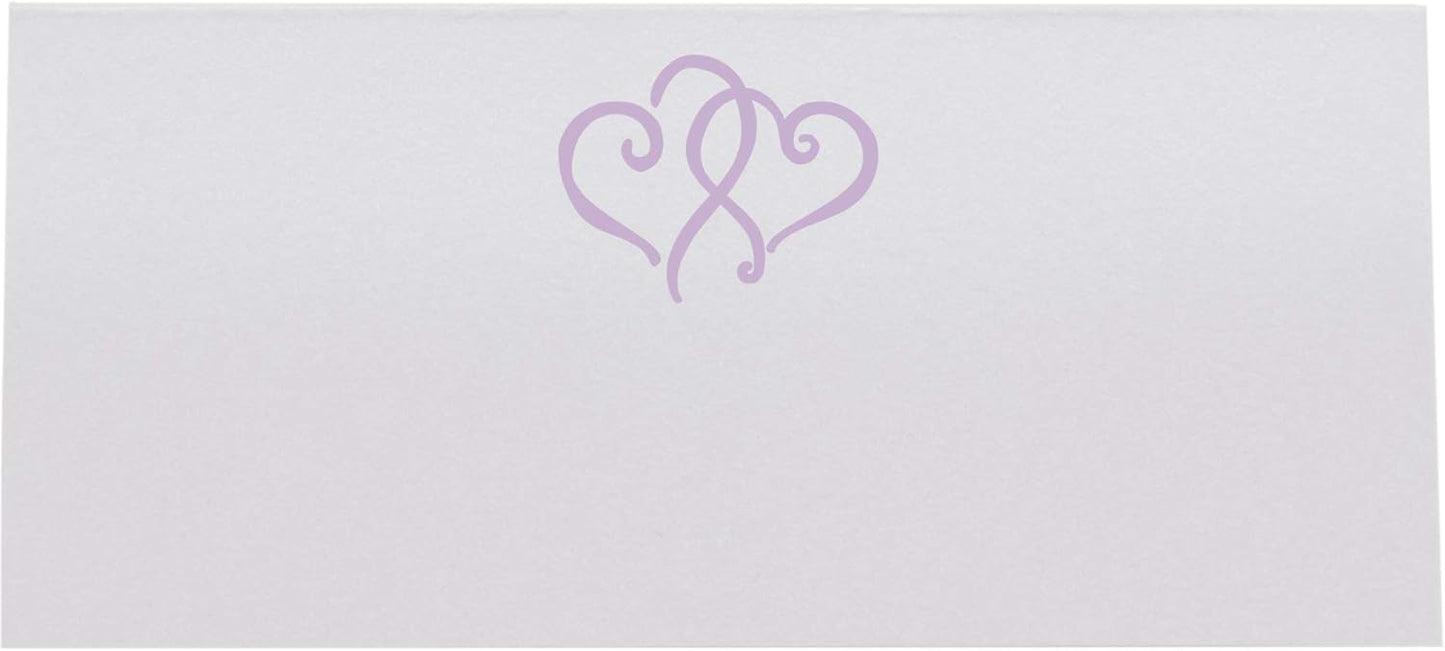 Linked Hearts Place Cards, Lavender (Choose Color), Set of 25, Pre-cut and Scored - Wedding, Party, Dinner, and Special Events - Made in the USA