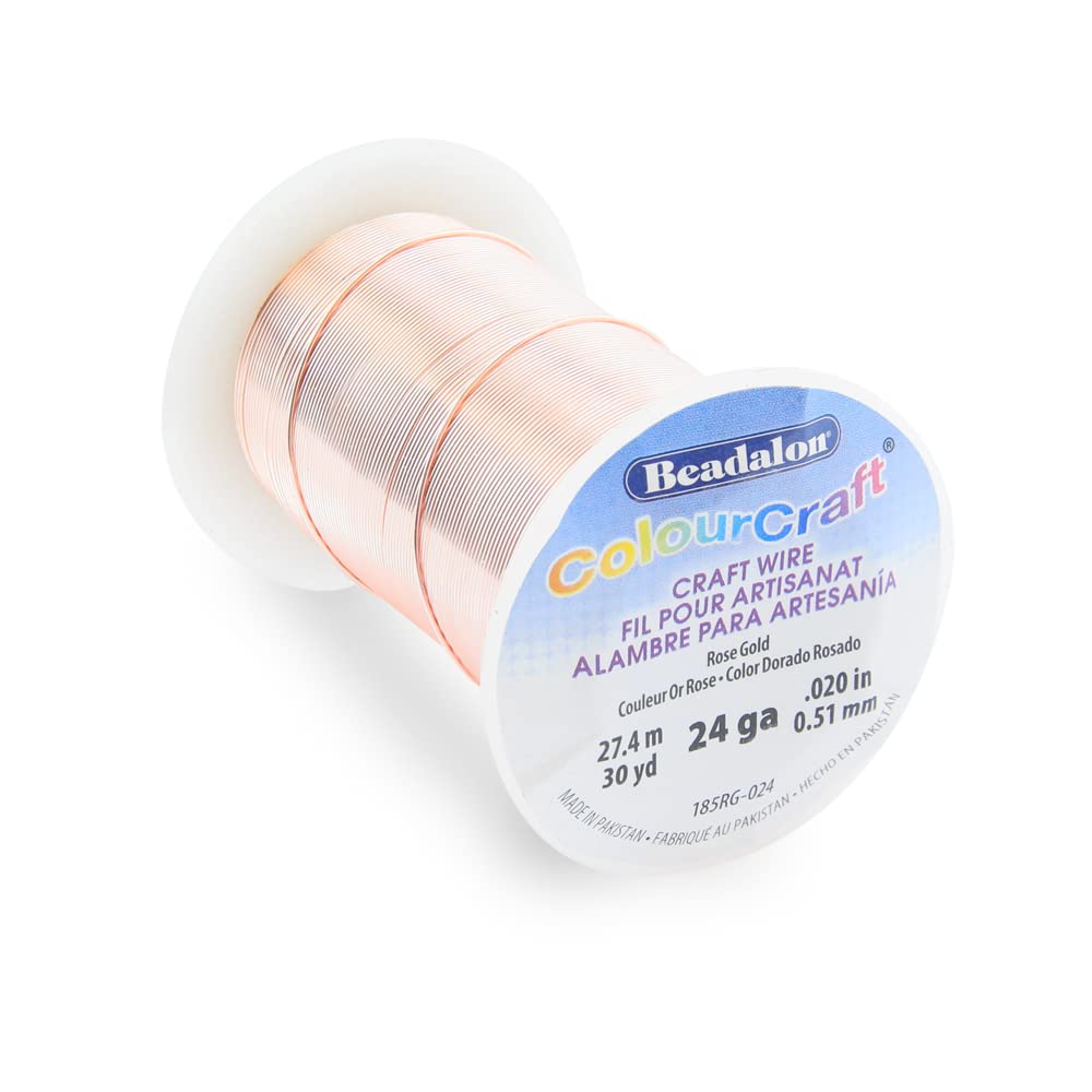 Beadalon ColourCraft Wire, 24 Gauge, Rose Gold Color Silver Plated, 30 yd Spool