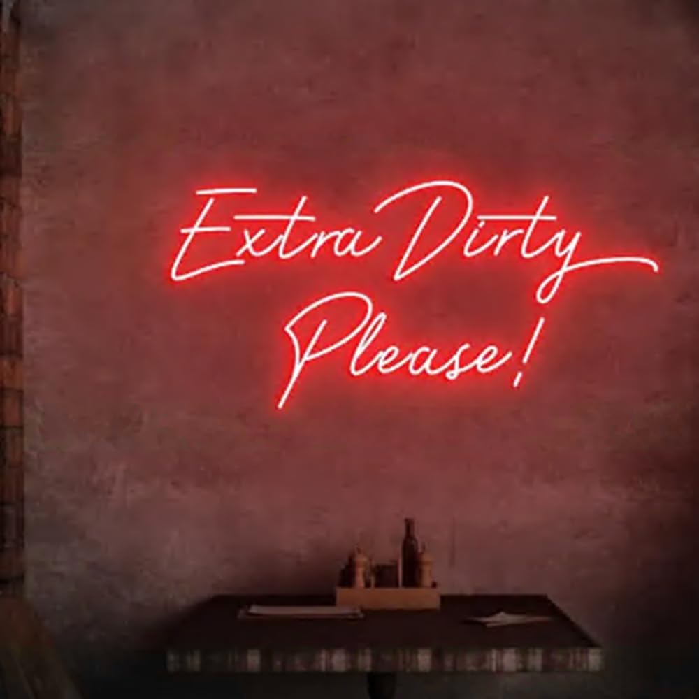 Extra Dirty Please Neon Light Sign, Dirty Martini Bar Wall Neon Light, Cocktail Bar Led Neon Sign, Cocktail Station Decor, Martini Décor Size:H9 x W20inch