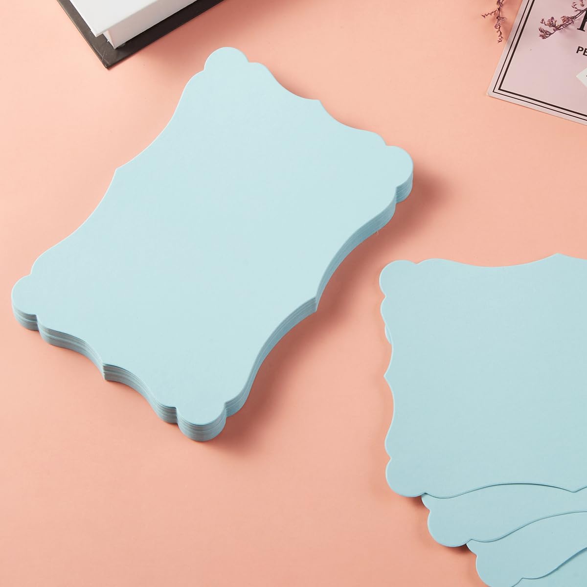 50 Pack Blank Kraft Cards Cardstock Thick Paper Brown Greeting Cards for DIY Gift Card Menus, Baby Shower and Wedding Invitations (Light Blue, 5x7IN)