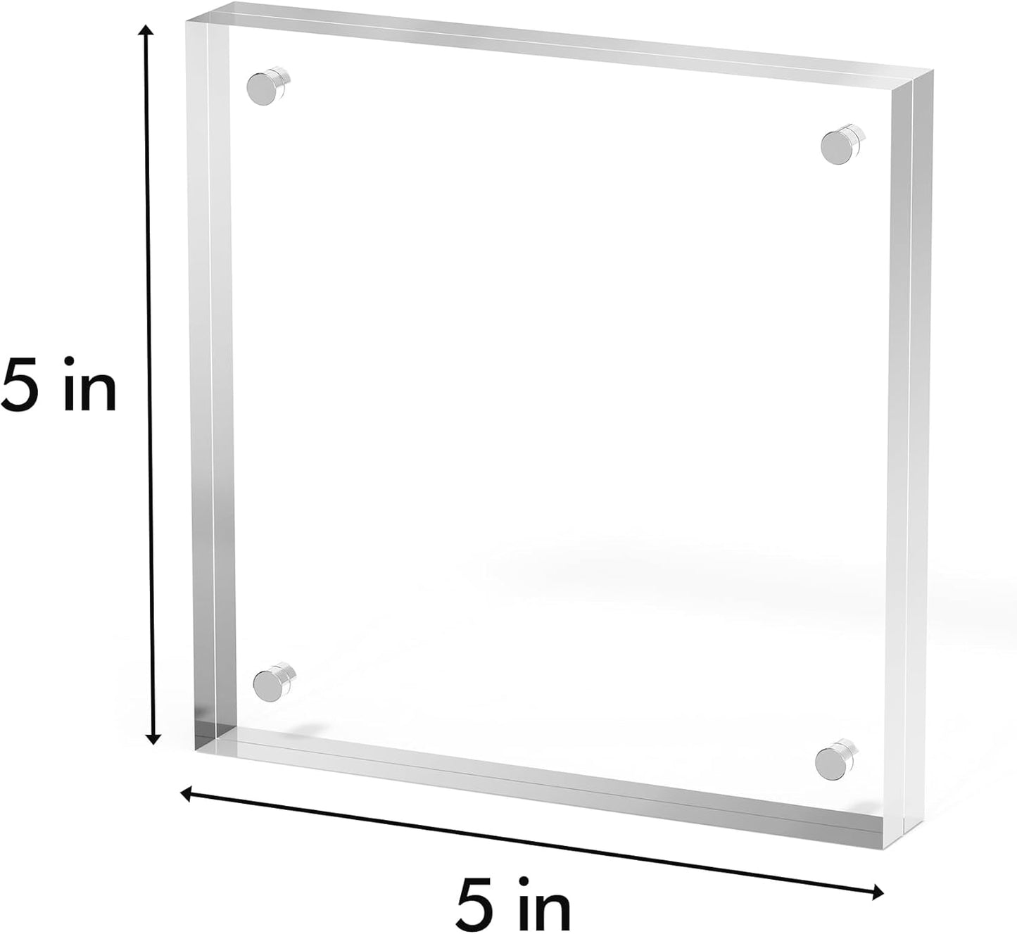 5x5 Acrylic Picture Frame 5 Pack, Clear Freestanding Double Sided Frameless Magnetic Photo Frames, Desktop Display Decor Gift