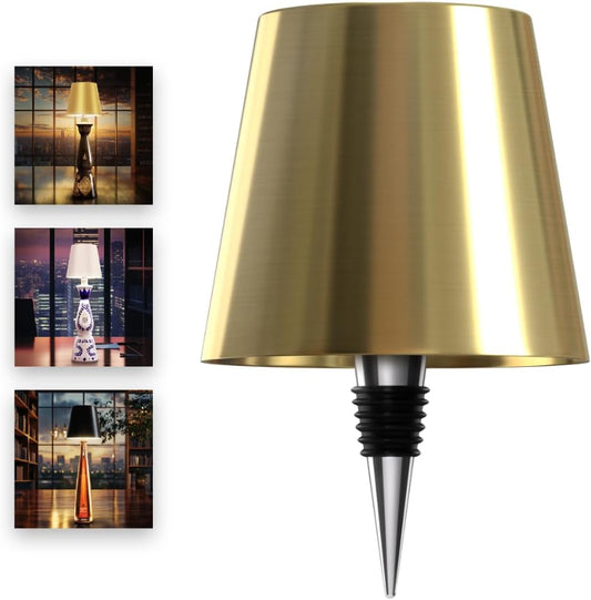 Wireless Bottle Lamp for Any Type of Bottle - LED Bottle Lamp for Indoor & Outdoor - 100% Waterproof - Adjustable Brightness and Light Temperature 3000-6000K - Wireless & Rechargeable (Gold)