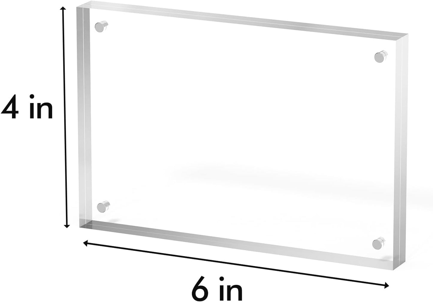 4x6 Acrylic Picture Frame 1 Pack, Clear Freestanding Double Sided Frameless Magnetic Photo Frames, Desktop Display Decor Gift