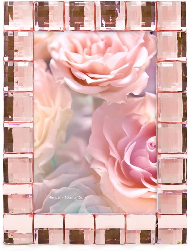 Isaac Jacobs Decorative Sparkling Jewel Picture Frame, Photo Display & Home Décor (4x6, Blush)