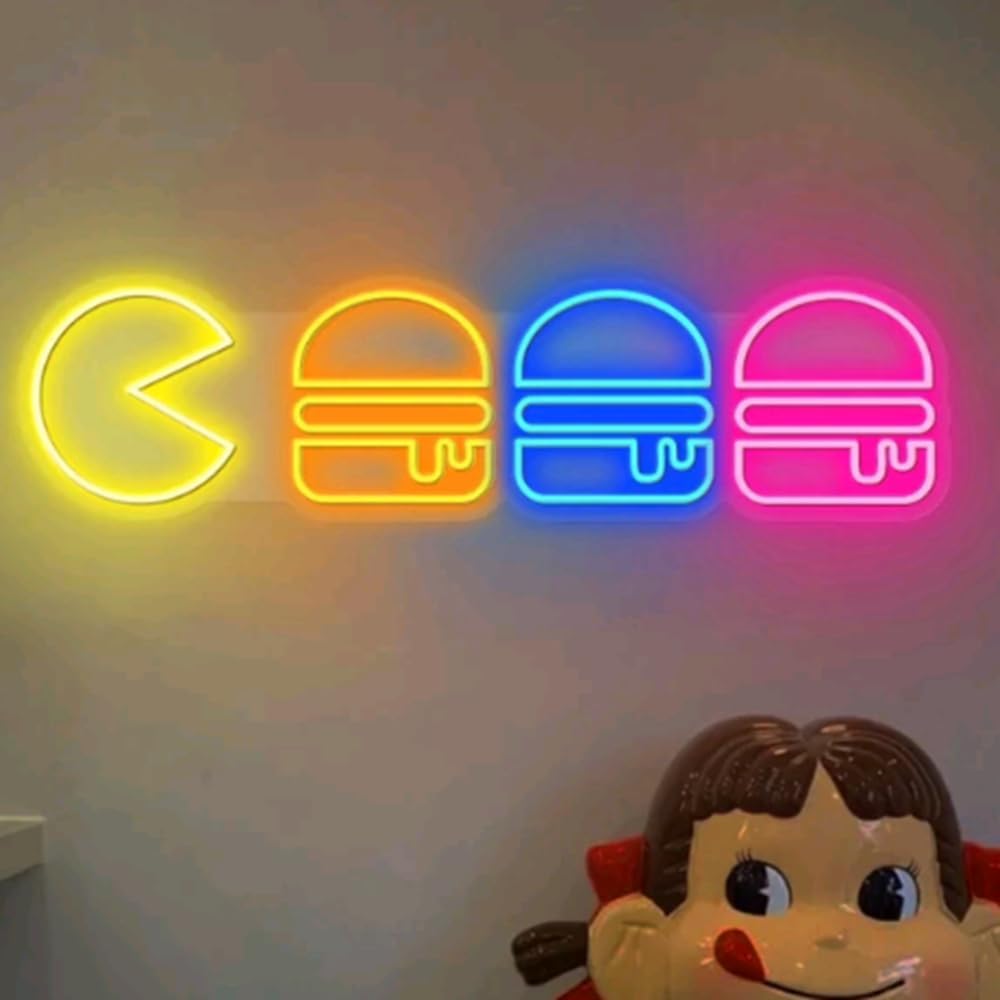 Hamburger Neon Sign|Hamburger Led Neon Sign|Kid's room neon Light|Neon Wall Light Sign|Neon Sign Bedroom|Hamburger Store Neon Sign Size:25inches
