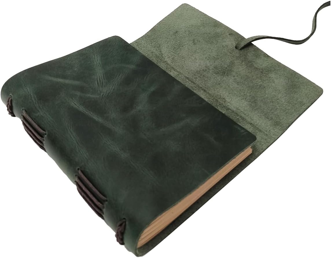 Green Notebook Journal - Nice Genuine Leather Journaling for write A5 Size Diary 6.2x8.5 Inch,Notepad For Women,Man,Vintage,Gifts,Work,Traveler,Personal, Dark Green