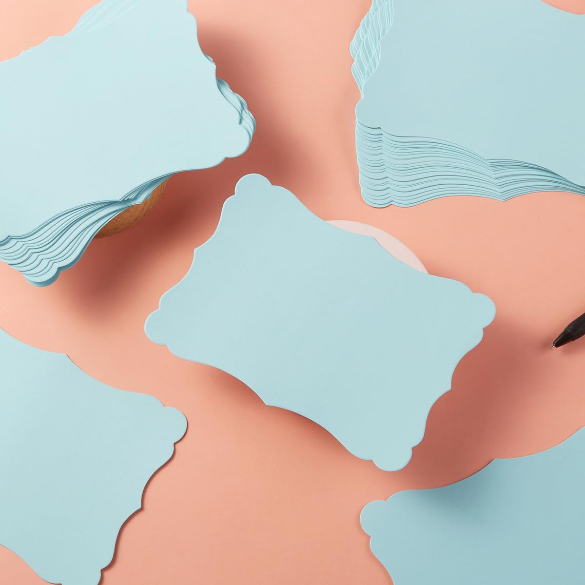 50 Pack Blank Kraft Cards Cardstock Thick Paper Brown Greeting Cards for DIY Gift Card Menus, Baby Shower and Wedding Invitations (Light Blue, 4x6IN)