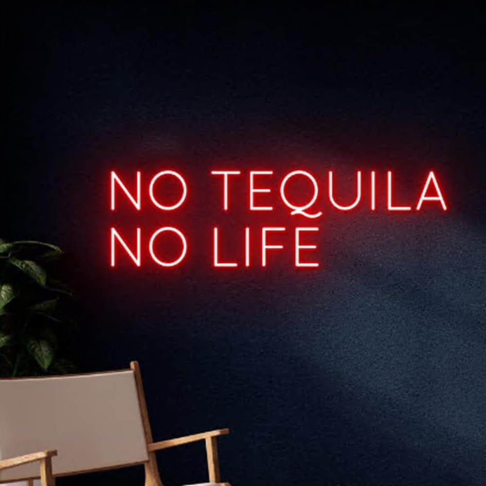 No Tequila No Life Neon Sign, No Tequila No Life Led Light, Tequila Led Sign, Tequila Neon Light, Wine Bar Room Wall Decor, Club Neon Light Size:18inch