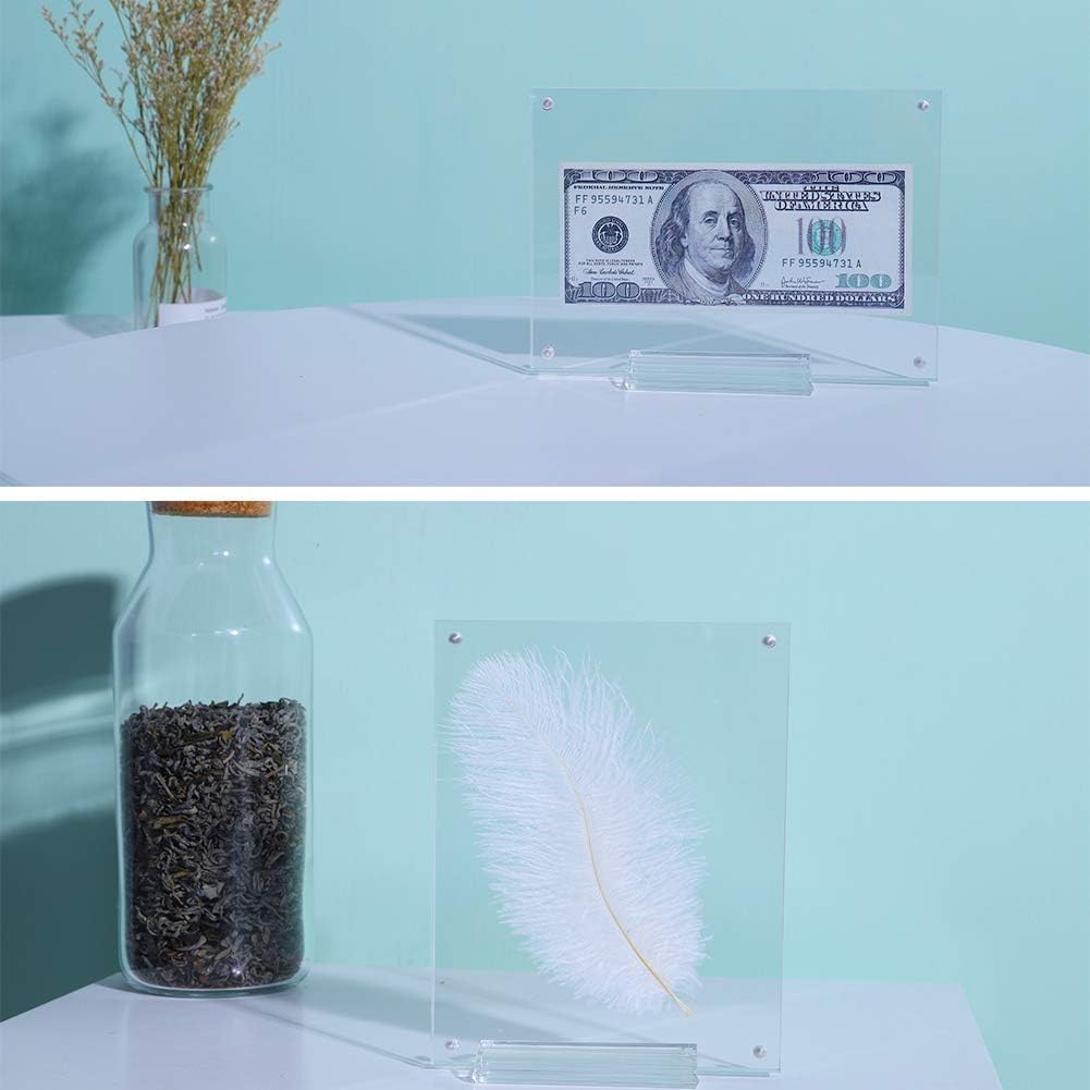 5 Pack Acrylic Picture Frame 5x7 Clear Double Sided Magnetic Picture Frameless Desktop Display Photo Frame with Stand Best Gift for Family, Baby, Friend