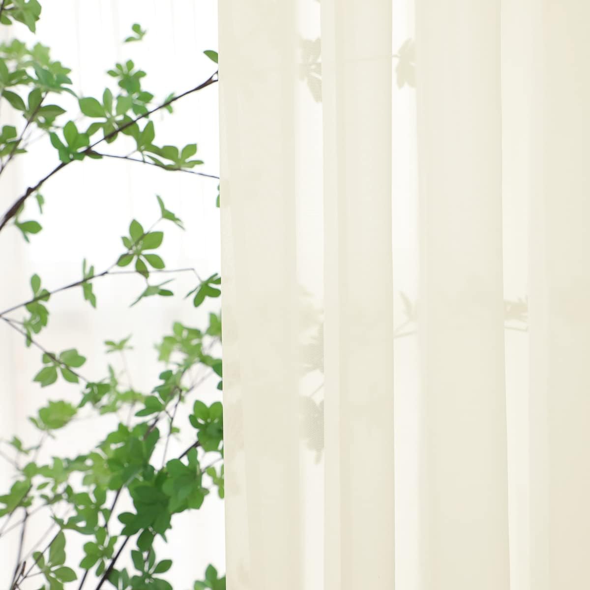 Window Beige Sheer Curtains 95 Inches Long 2 Panels Sheer Curtain Basic Rod Pocket Panel for Bedroom Children Living Room Yard Kitchen (Beige, 52" W x 95" L | 2 pcs)