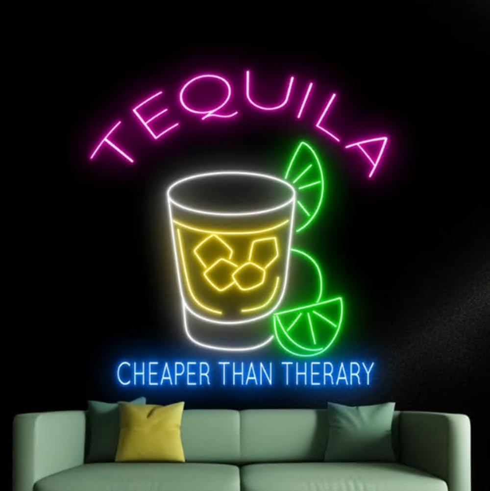 Tequila Neon Sign For Bar Decor, Tequila Bar Led Light, Tequila Glass Neon Light, Pub Wall Decor, Wine Lover Gift Size:20inch